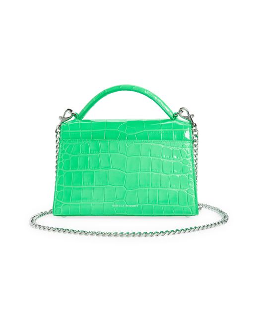 Rebecca Minkoff Lou Top Handle Croc Embossed Leather Crossbody Bag in