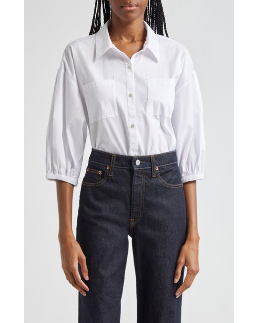 Cinq À Sept White Alejandra Cotton Blend Button-up Shirt