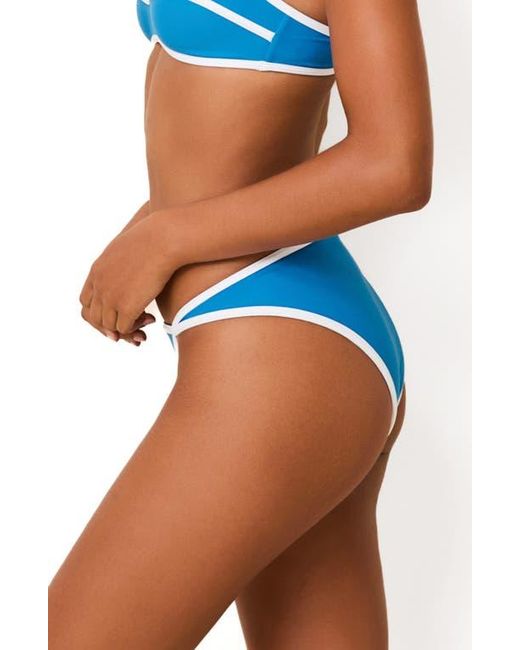 Solid & Striped Blue Contrast Binding Bikini Bottoms