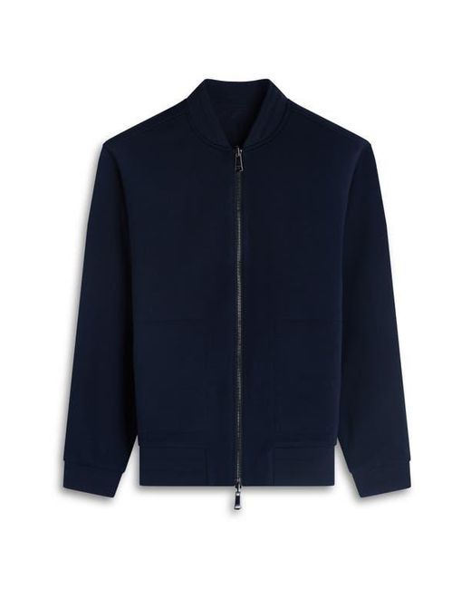 Bugatchi Blue Soft Touch Knit Reversible Bomber Jacket for men