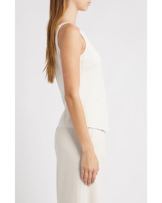Wayf White Naomi Linen Blend Vest