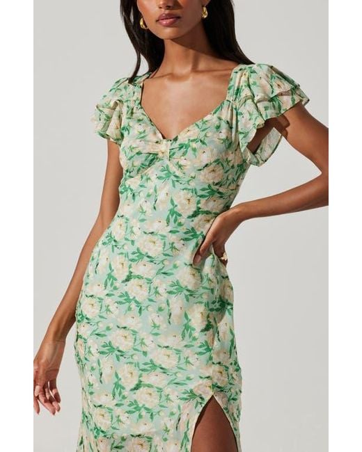 Astr Maisy Midi Dress in Green | Lyst