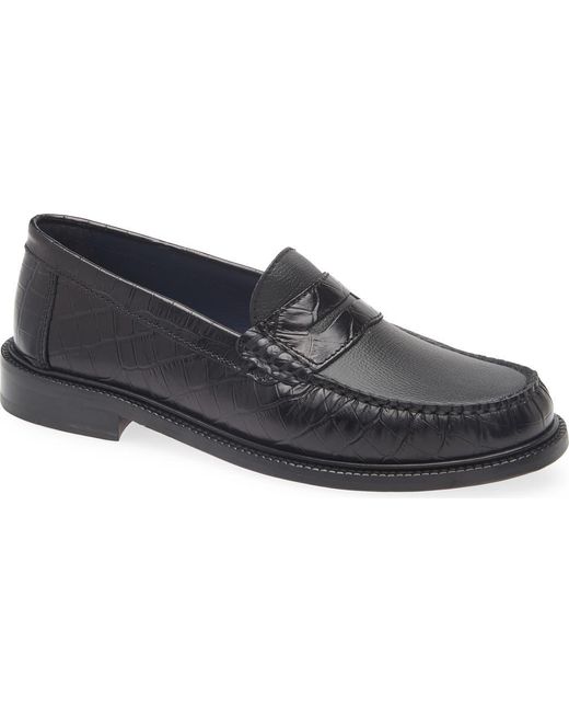 VINNY'S Black Yardee Penny Loafer for men