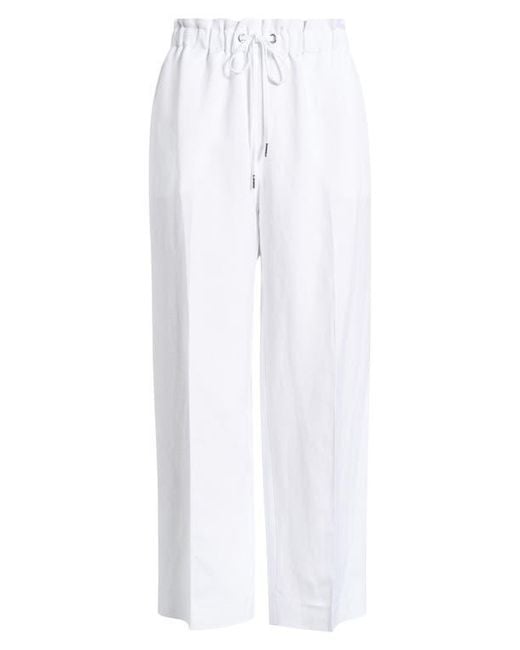 Anne Klein White Linen Blend Drawstring Pants