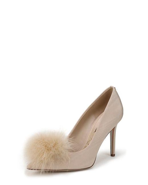 Sam Edelman White Hazel Feather Embellished Pump