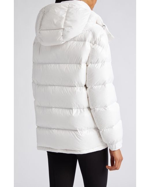 Moncler White Maire Hooded Short Down Puffer Jacket