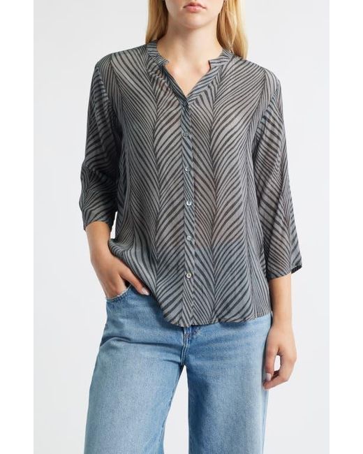 Apny Black Abstract Print Button-Up Shirt