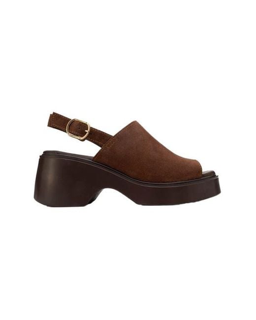 Forever & Always Shoes Brown Power Leather Platform Wedge Sandals