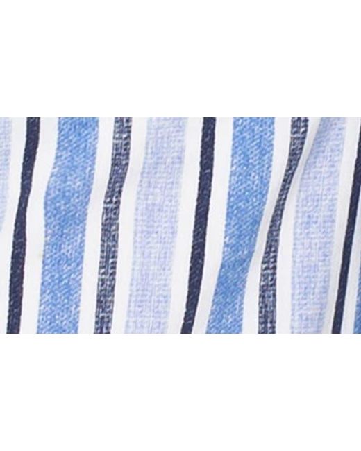 Liverpool Los Angeles Blue Stripe Linen Blend Drawstring Wide Leg Pants