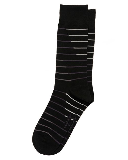 Cole Haan Black Broken Stripe Dress Socks for men