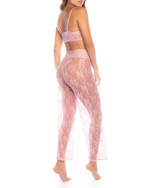 MAPALE Red Sheer Lace Lounge Set