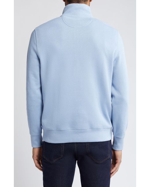 Brooks Brothers Blue Rib Cotton Half Zip Pullover for men