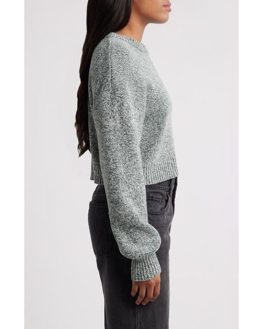 PacSun Gray Micah Marled Crop Cotton Blend Rib Sweater