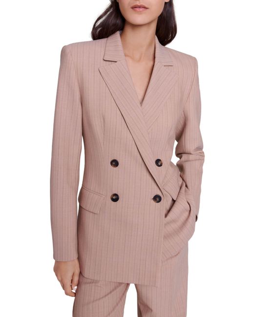 Maje Pink Harell Double Breasted Blazer
