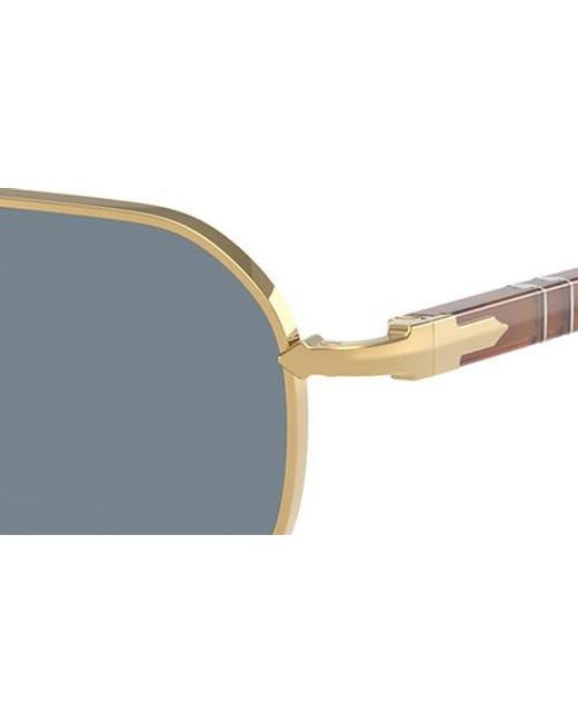 Persol Blue 57Mm Polarized Rectangular Sunglasses for men