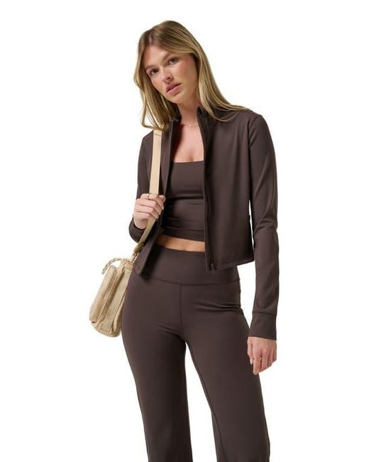 Travis Mathew Brown Moveknit Full Zip Crop Jacket