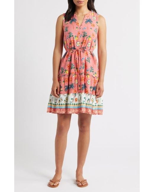 Beach Lunch Lounge Atlas Print Sleeveless Tiered Dress