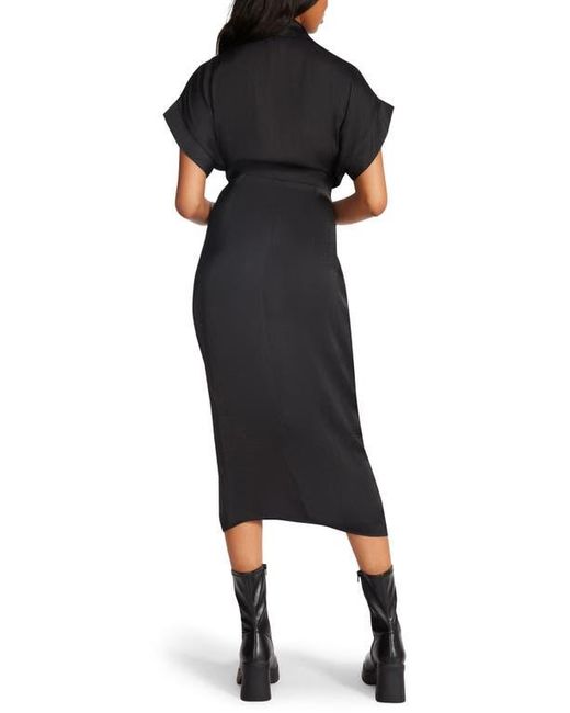 Steve Madden Black Tori Tie Waist Midi Shirtdress