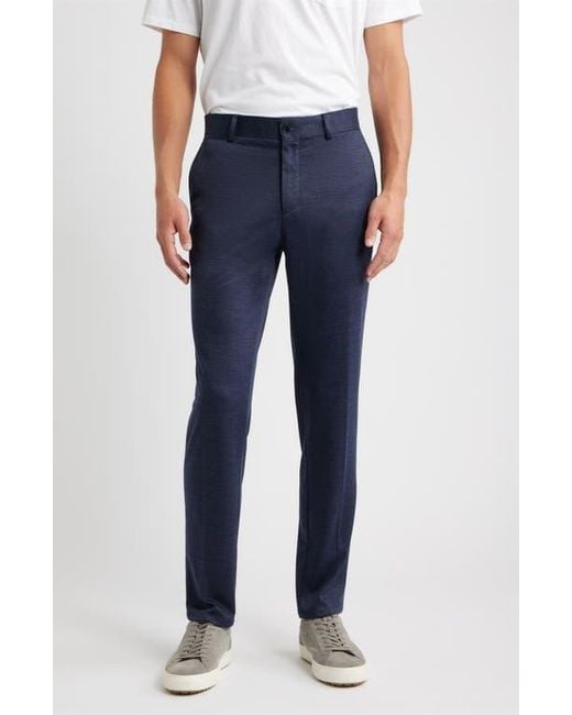 Bugatchi Blue Flat Front Knit Wool Blend Chinos for men