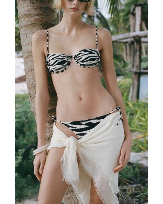 Mango Black Zebra Tie Side Bikini Bottoms