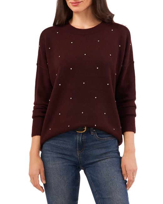 Vince Camuto Red Crystal Detail Sweater