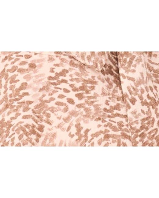 Vince Camuto Pink Abstract Print Flutter Sleeve Midi Dress