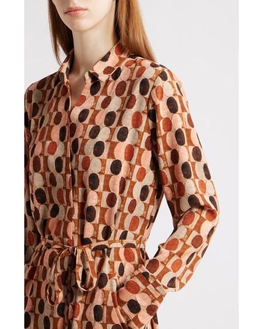 NIC+ZOE Multicolor Devon Circle Print Long Sleeve Belted Dress