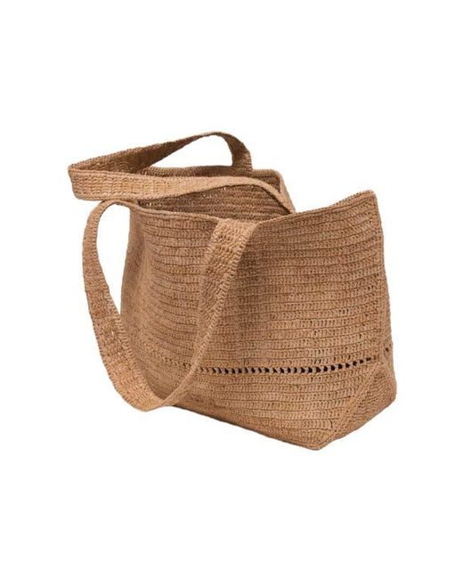 Maje Natural Crocheted Raffia Tote Bag