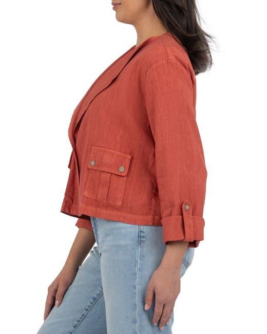 Kut From The Kloth Red Karie Open Front Linen Blend Jacket