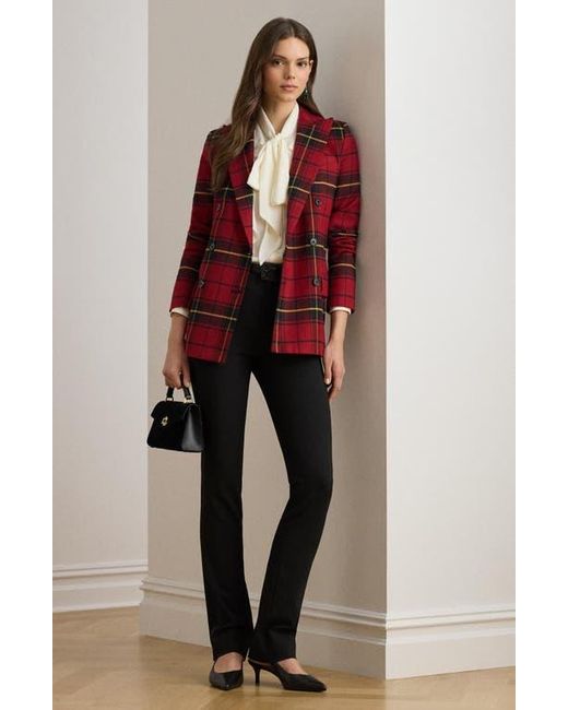 Ralph Lauren Red Plaid Double Breasted Wool Blend Blazer
