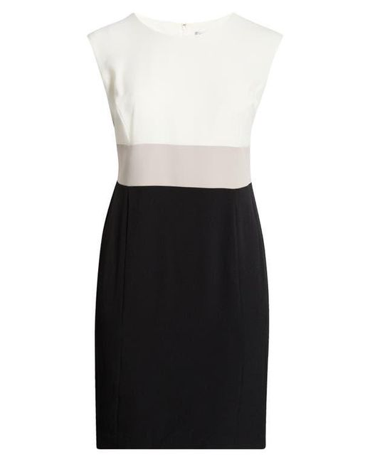 Kasper Women's White Colorblock Stretch Sheath Dress