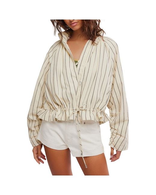 Free People Multicolor Devon Stripe Ruffle Hem Jacket