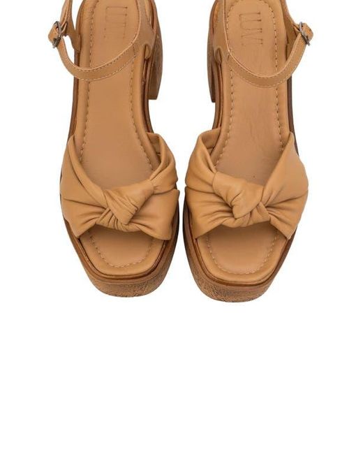 Forever & Always Shoes Brown Tily Platform Wedge Leather Sandal
