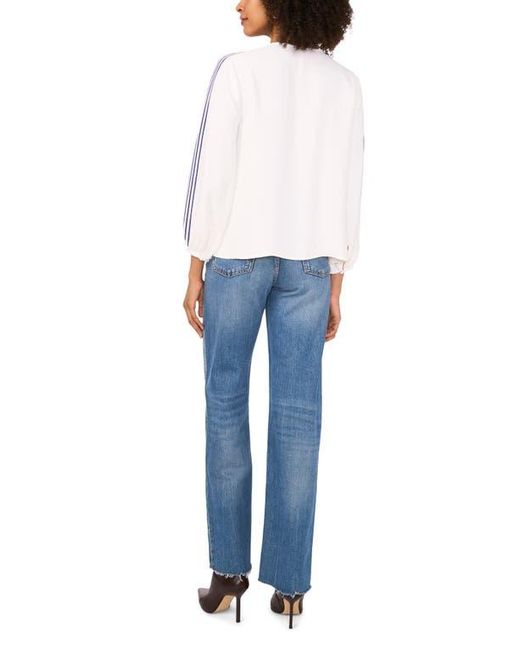 Vince Camuto White Stripe Sleeve Detail Top