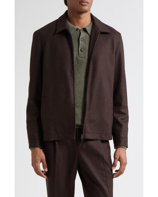 Sunspel Black Boiled Wool Zip Jacket for men