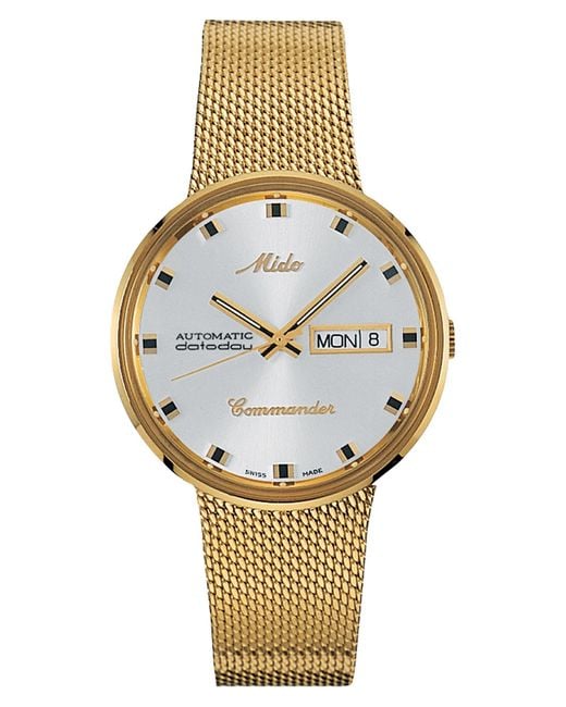 MIDO Metallic Commander Automatic Mesh Strap Watch, 37Mm