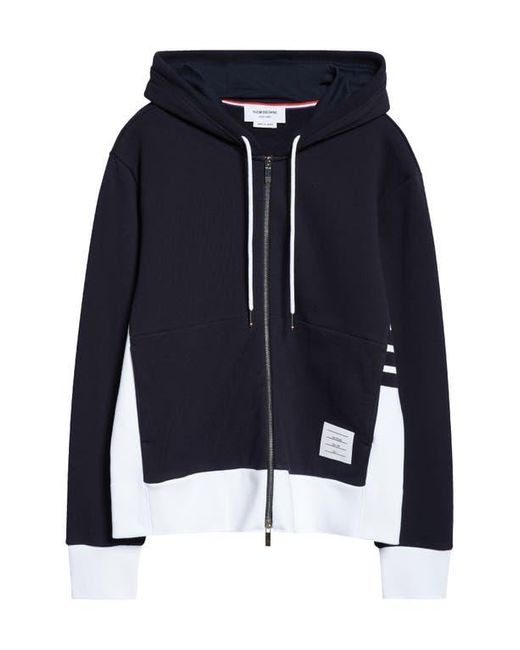 Thom Browne Blue Engineered 4-Bar Cotton French Terry Zip-Up Hoodie for men