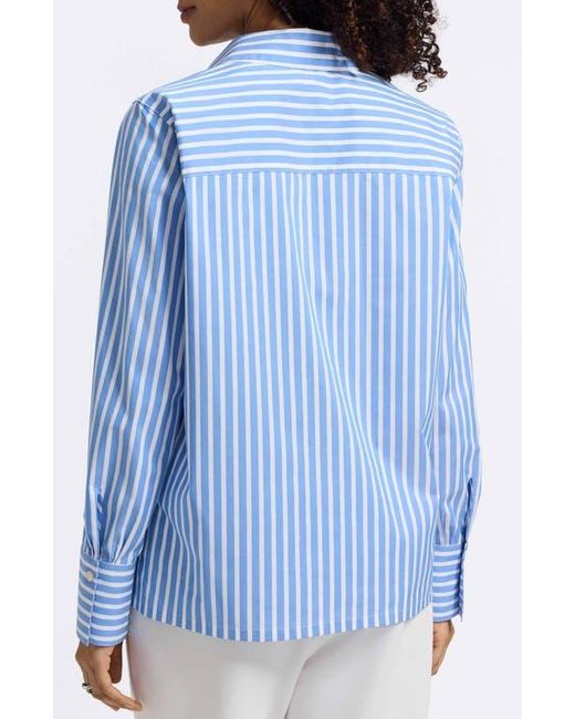 Foxcroft Blue Bella Stripe Popover Top