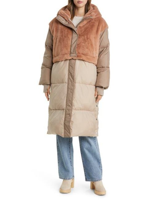 UGG Keely Convertible Faux Fur Hooded Puffer Coat in Natural UGG Keely Convertible Faux Fur Hooded Puffer Coat in Natural