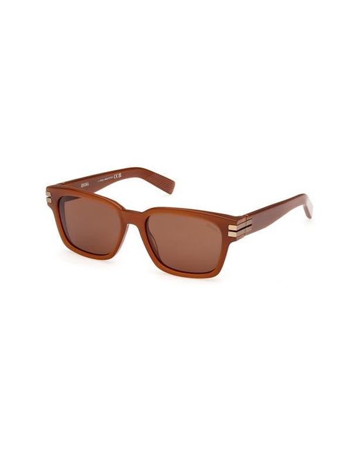 Zegna Brown 55Mm Polarized Rectangular Sunglasses for men