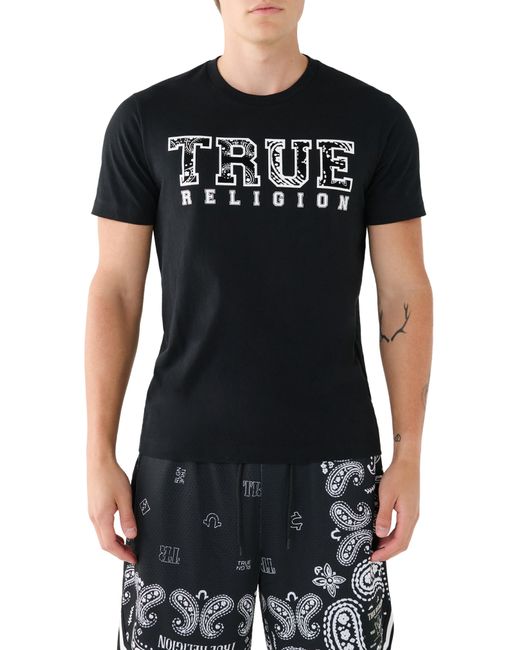 True Religion Black Paisley Logo Graphic T-shirt for men