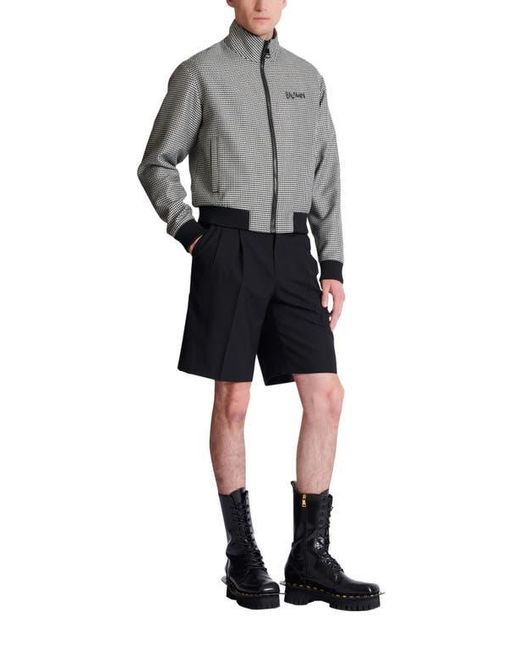 Balmain Gray Houndstooth Wool Jacket for men
