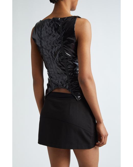 Miaou Black Kira Quilted Faux Leather Corset Top
