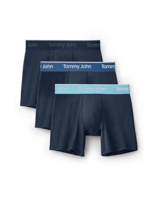 Tommy John Blue 3-Pack Second Skin 6-Inch Stretch Modal Boxer Briefs for men
