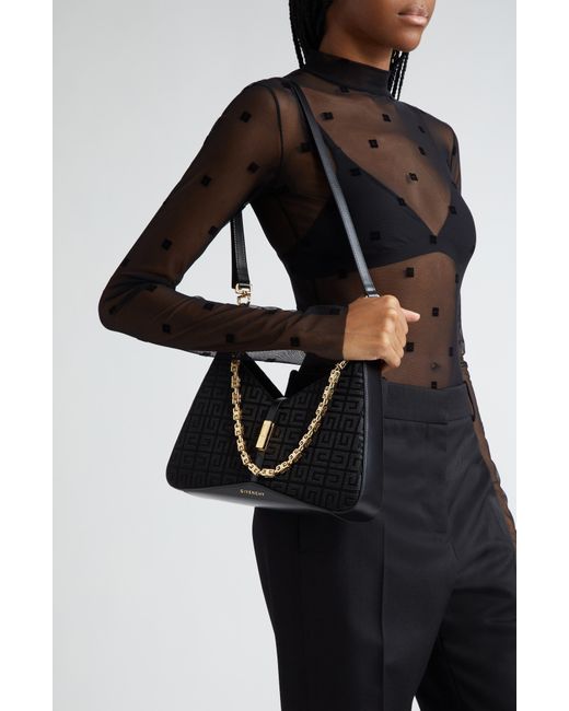 Givenchy Black Small Cut Out 4g Embroidered Shoulder Bag