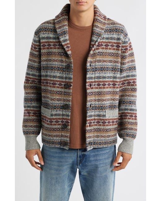 Schott Nyc Black Wool Blend Shawl Collar Cardigan for men