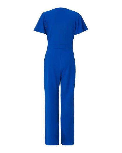 Quiz Blue Scuba Crepe Wrap Front Palazzo Jumpsuit