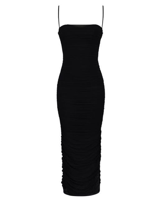 house of cb black ruched dress House Of Cb Black Ruched Dress Clothing Midi Dresses 'Maya' Black Ruched Midi Dress