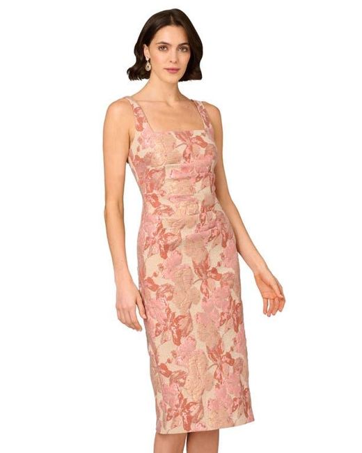 Aidan Mattox by Adrianna Papell Multicolor Stretch Jacquard Midi Cocktail Dress