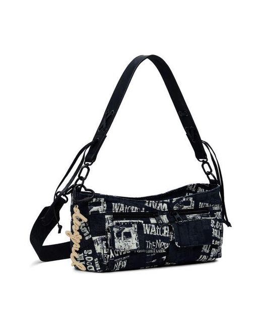 Desigual Black Cotton Canvas Shoulder Bag